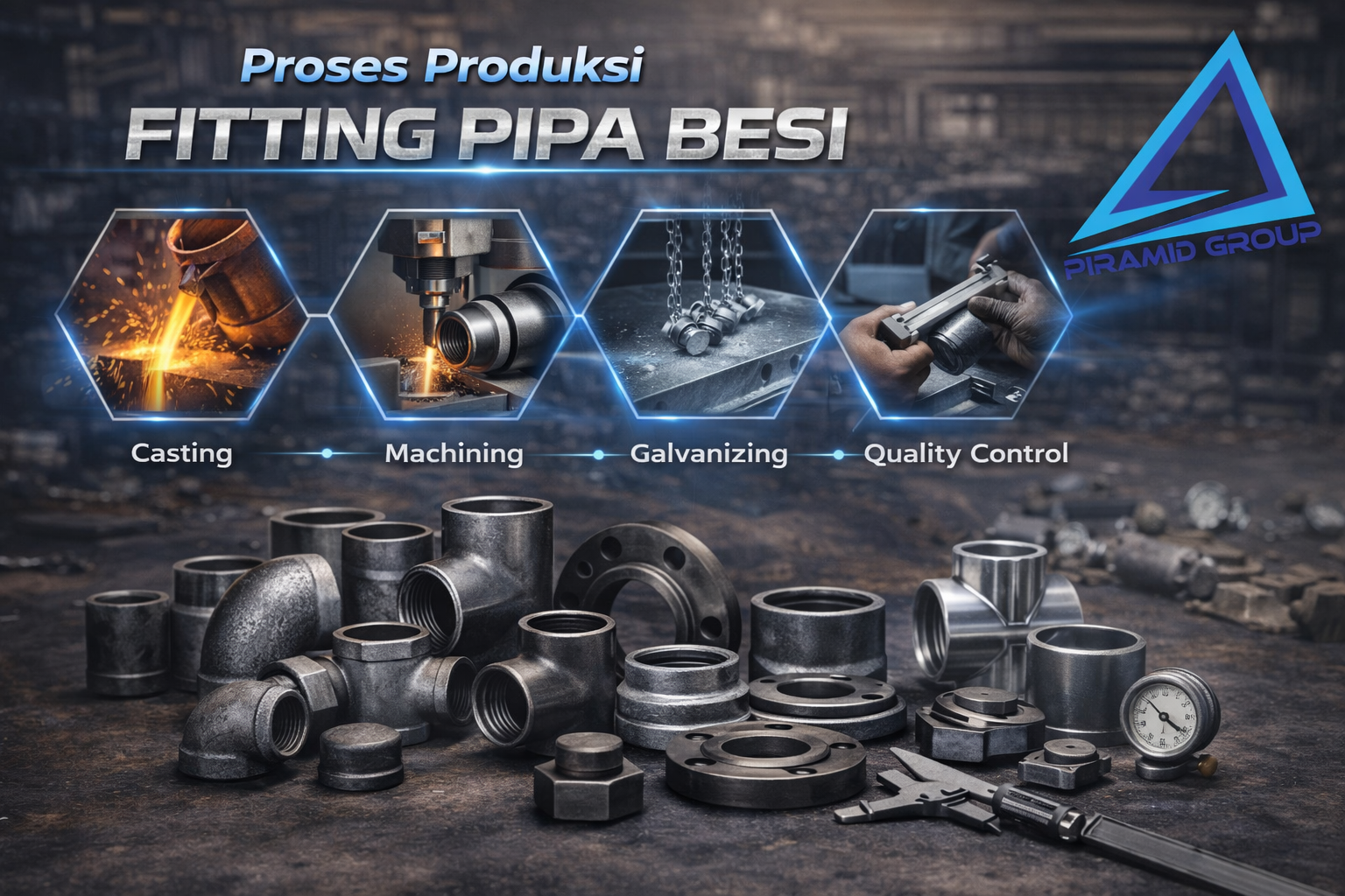 Proses Produksi Fitting Pipa Besi. pippawelded.com