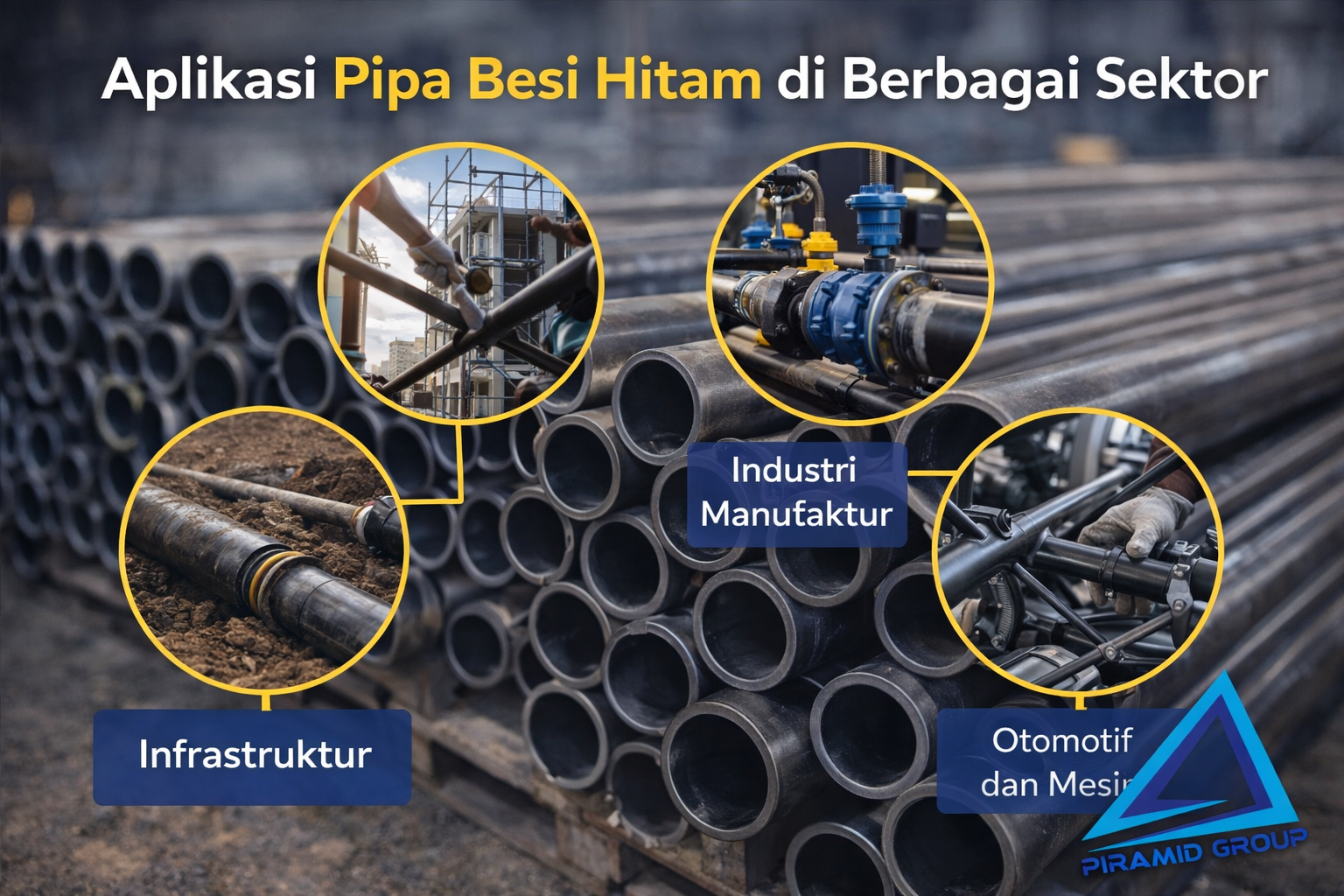 Aplikasi Pipa Besi Hitam di Berbagai Sektor. PT. PIRAMID CAHAYA ABADI